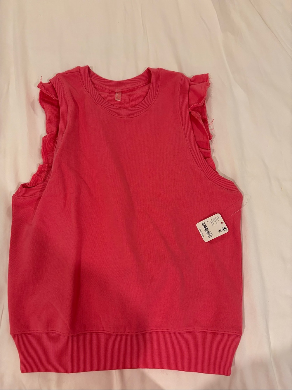 Women’s Sleeveless Ruffle-Trim Top — Bright Pink